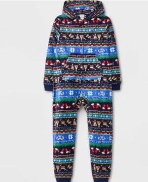 Boys' Christmas Food Fairisle Long Sleeve Union Suit - Cat & Jack Blue M (8)
